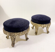 Pair of Stools, Wood and Velvet