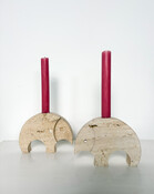 Pair of Two Travertine Anteaters Candlesticks by Fratelli Mannelli, 1970s