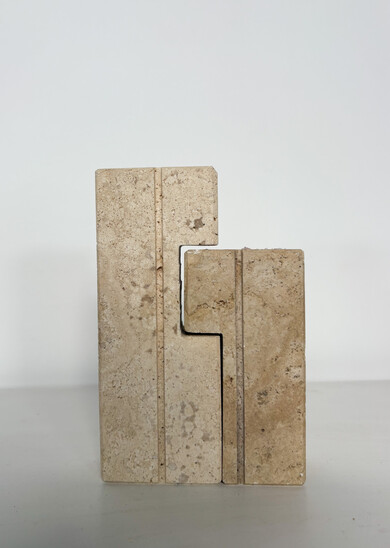 Pair of Two Travertine Candlesticks by Fratelli Mannelli, 1970s