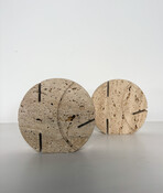 Pair of Two Travertine Pisces Candlesticks by Fratelli Mannelli, 1970s