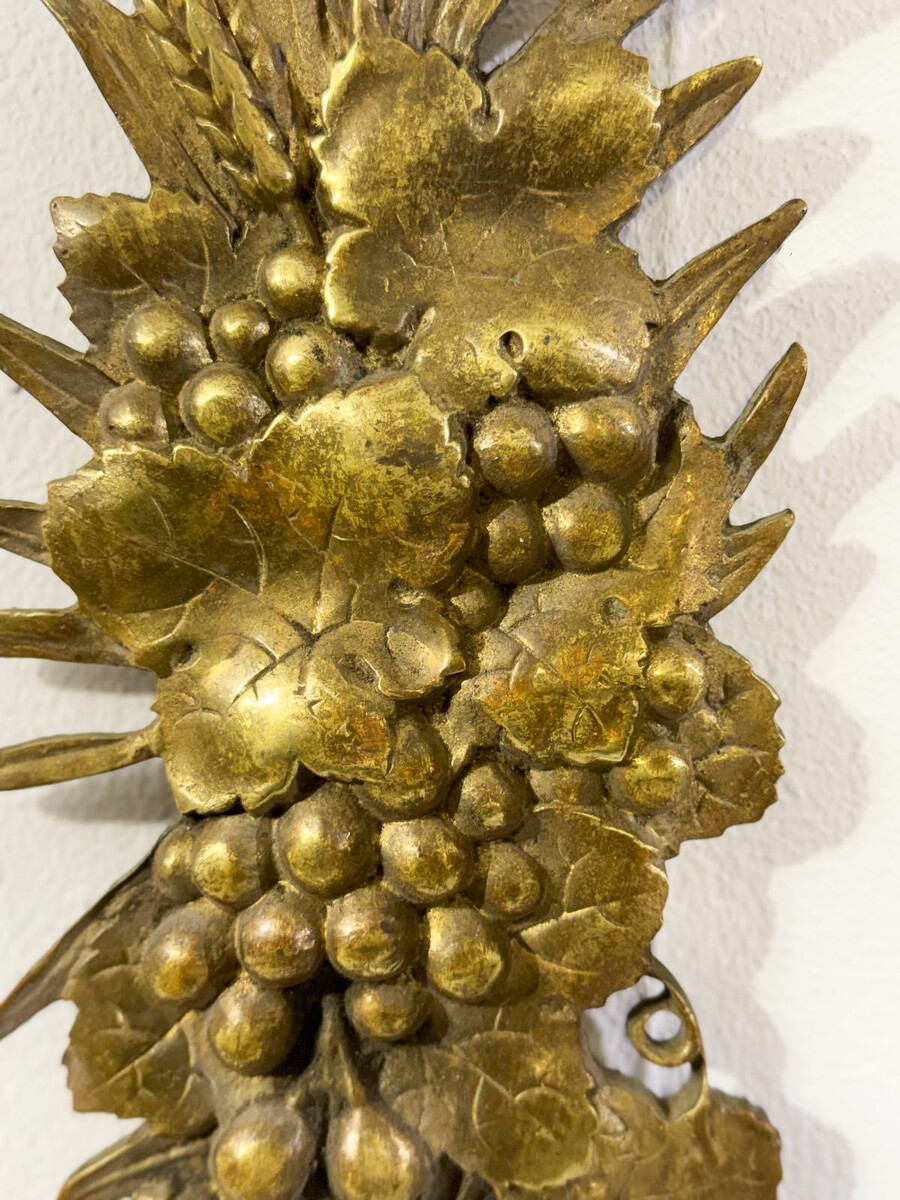 Pair of Wall Light Representing a Fruit Basket, Wrought iron and Bronze