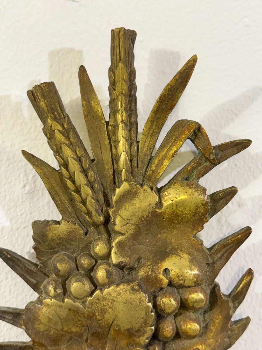 Pair of Wall Light Representing a Fruit Basket, Wrought iron and Bronze