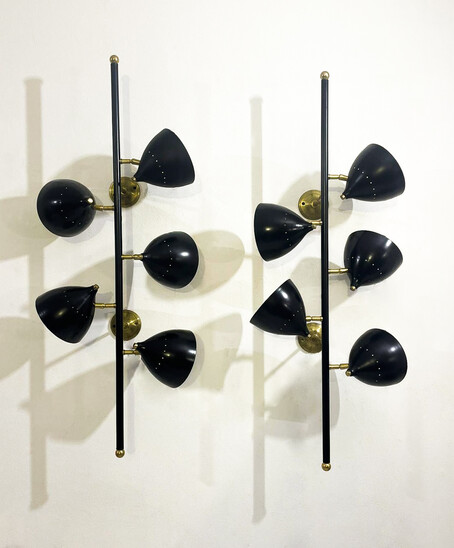 Pair of Wall Lights in the Style of Stilnovo, Italy