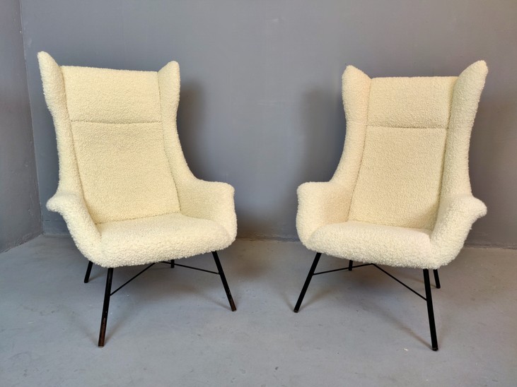 Pair of Wingback Armchairs, Miroslav Navratil, 1960s