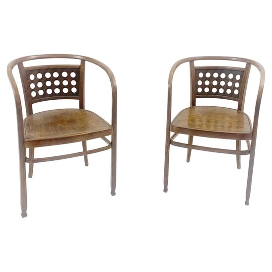 Pair of wooden bentwood armchairs by Otto Wagner for J&J Kohn - Vienna Secession Austria c.1920