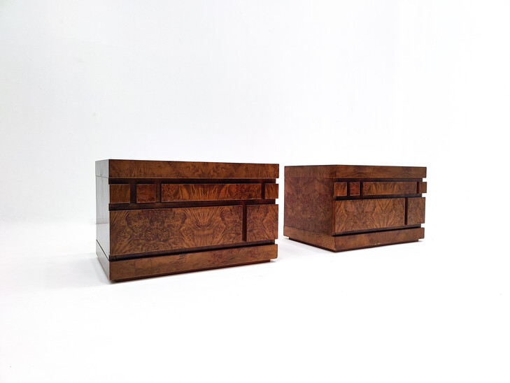 Pair of Wooden Luciano Frigerio Nightstands, 1970s