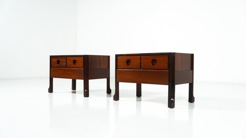 Pair of Wooden Nightstands, Italy, 1960s