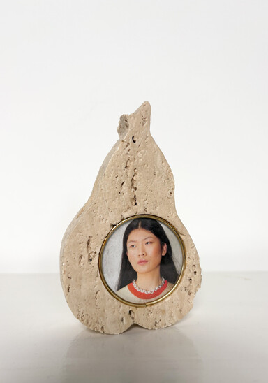 Pear-Shaped Travertine Photo Frame