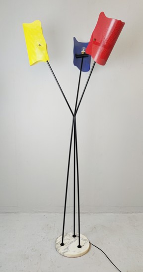 Perforated metal floor lamp