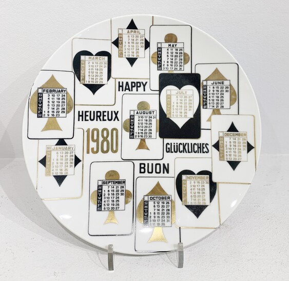 Piero Fornasetti Calendar Porcelain Plate for the Year 1980
