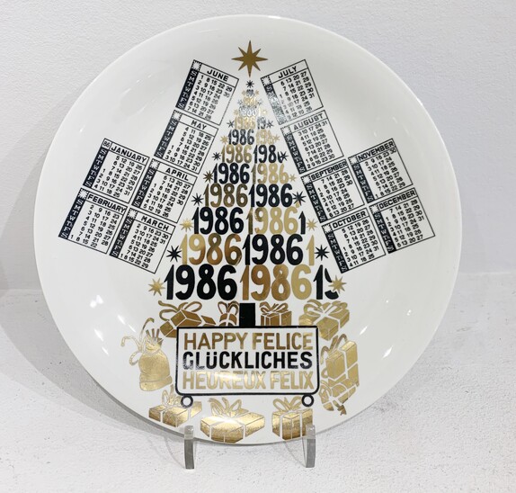 Piero Fornasetti Calendar Porcelain Plate for the Year 1986