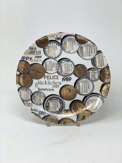 Piero Fornasetti Calendar Porcelain Plate for the Year 1989