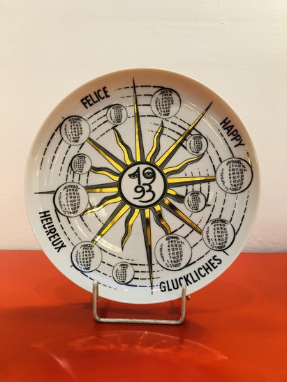 Piero Fornasetti Calendar Porcelain Plate for the Year 1993