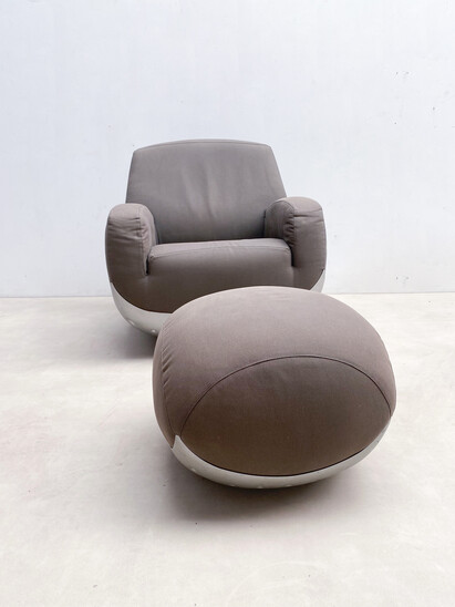 Puffy Grey Swing Chair with Ottoman by Domodinamica 