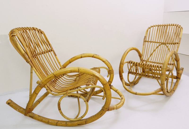 Rattan Rocking Chair By Rohe Noordwolde - A Pair Available