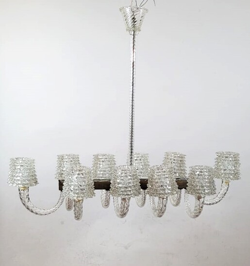 Rostrato Glass Chandelier by Ercole Barovier - Italy 1940s