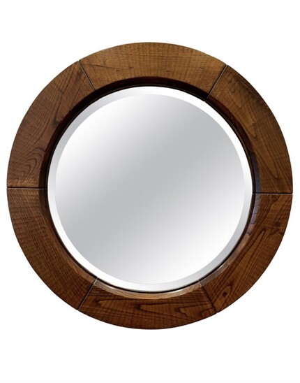 Round  Mirror by Giuseppe Rivadossi, 1970s, Italy - Wood