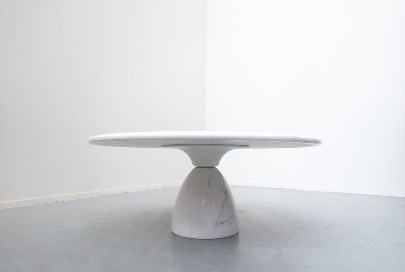 Round White Carrara Marble Coffee Table by Peter Draenert, 1970s