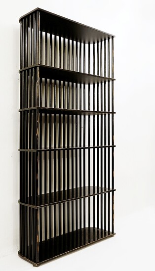 Secessionist Austro-Hungary black lacquered wooden shelf