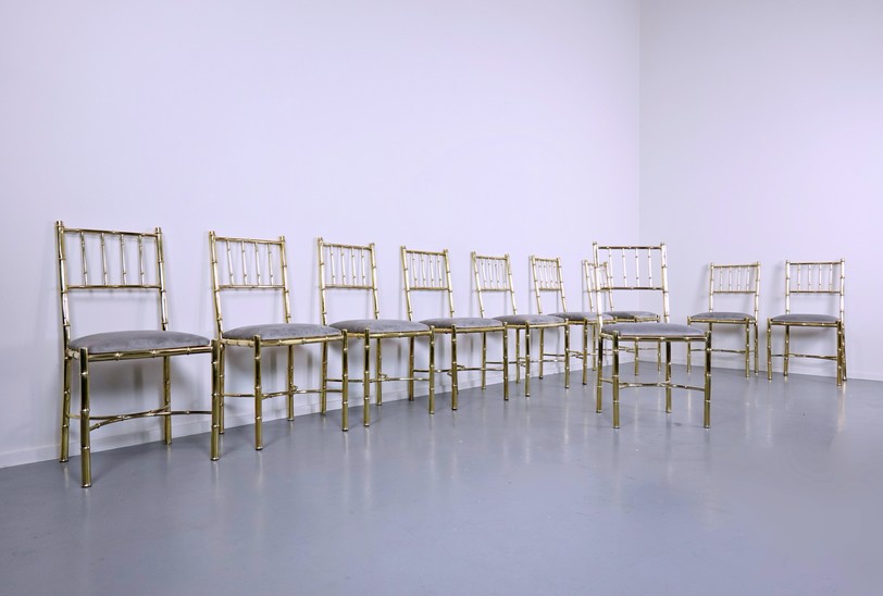 Set of 10 Brass Chairs, Circa 1940