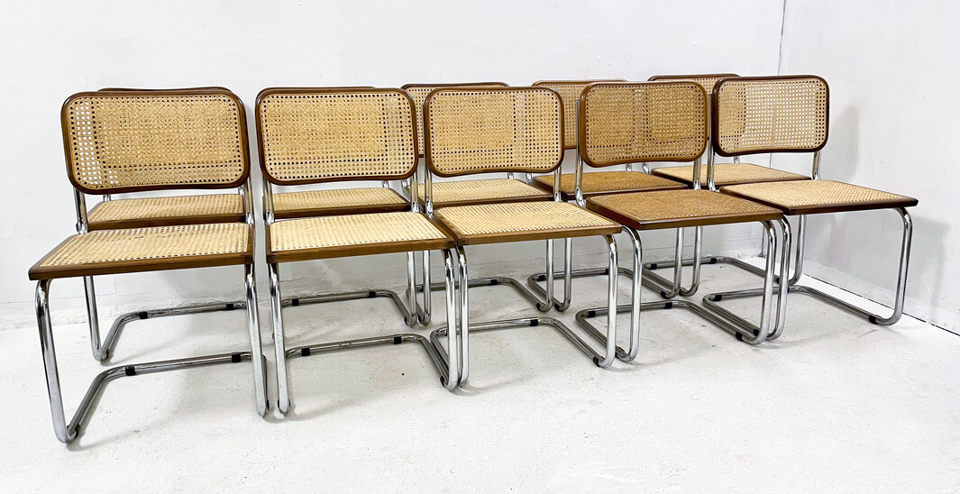 Set of 10 Chairs, Marcel Breuer Style, Italy, 1995