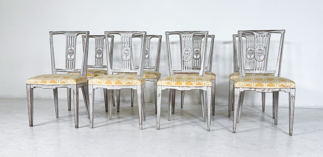 Set of 10 Gustavian Style Dining Chairs