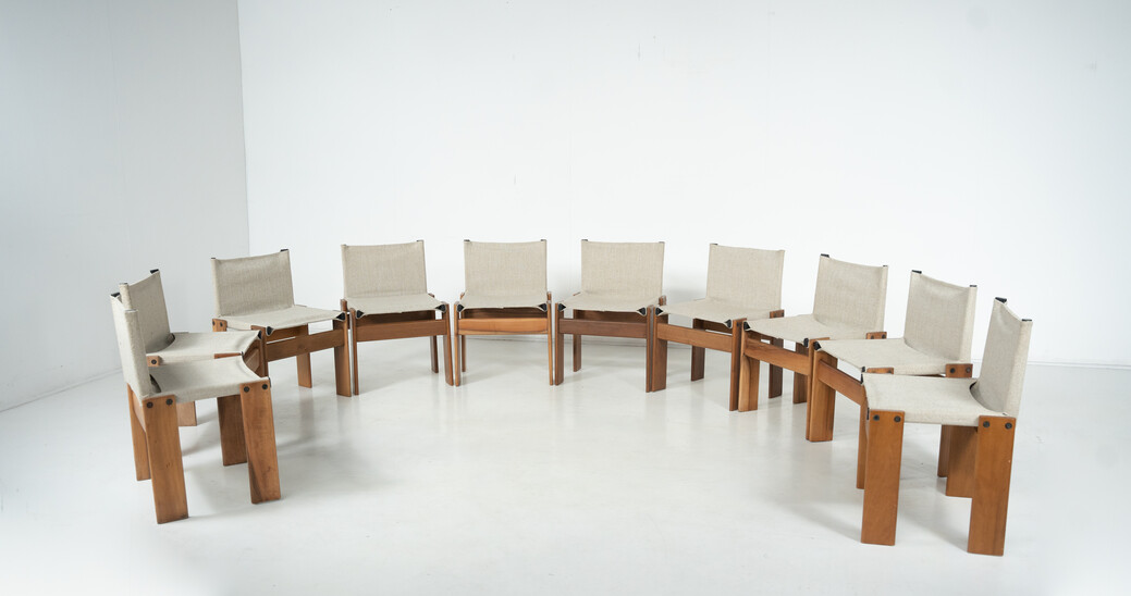 Set of 10 Monk Dining Chairs by Afra & Tobia Scarpa for Molteni, 1970s