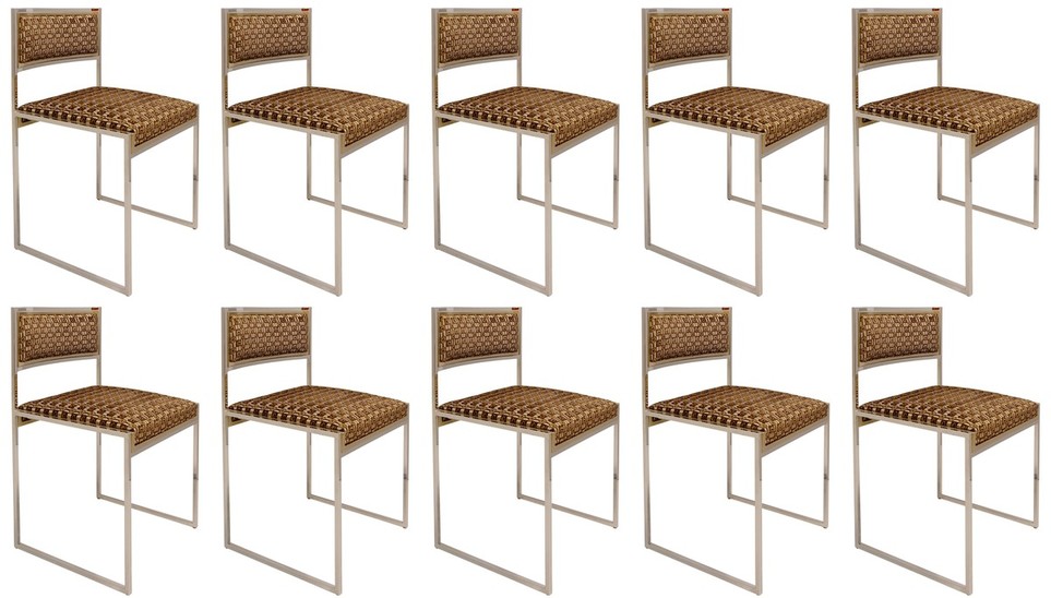 Set Of 10 Willy Rizzo Dining Chairs - 1970s