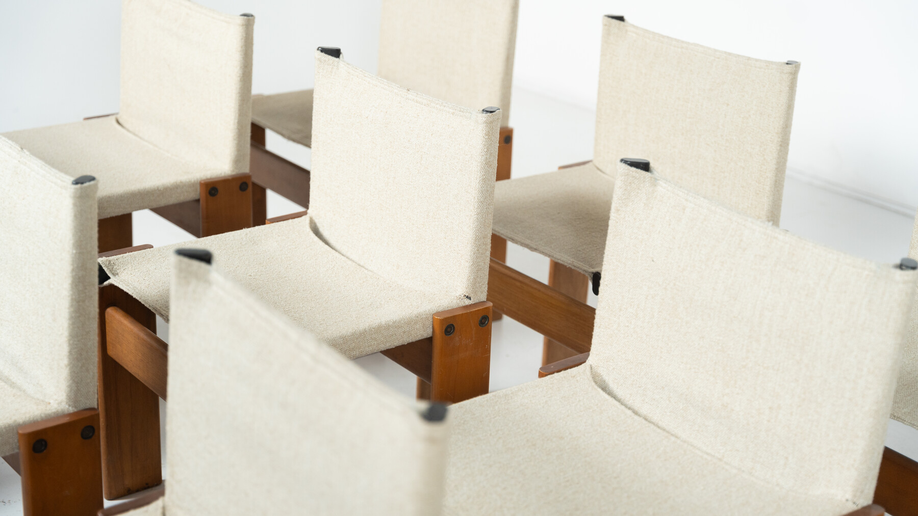 Set of 12 Monk Dining Chairs by Afra & Tobia Scarpa for Molteni, 1970s - New Canvas