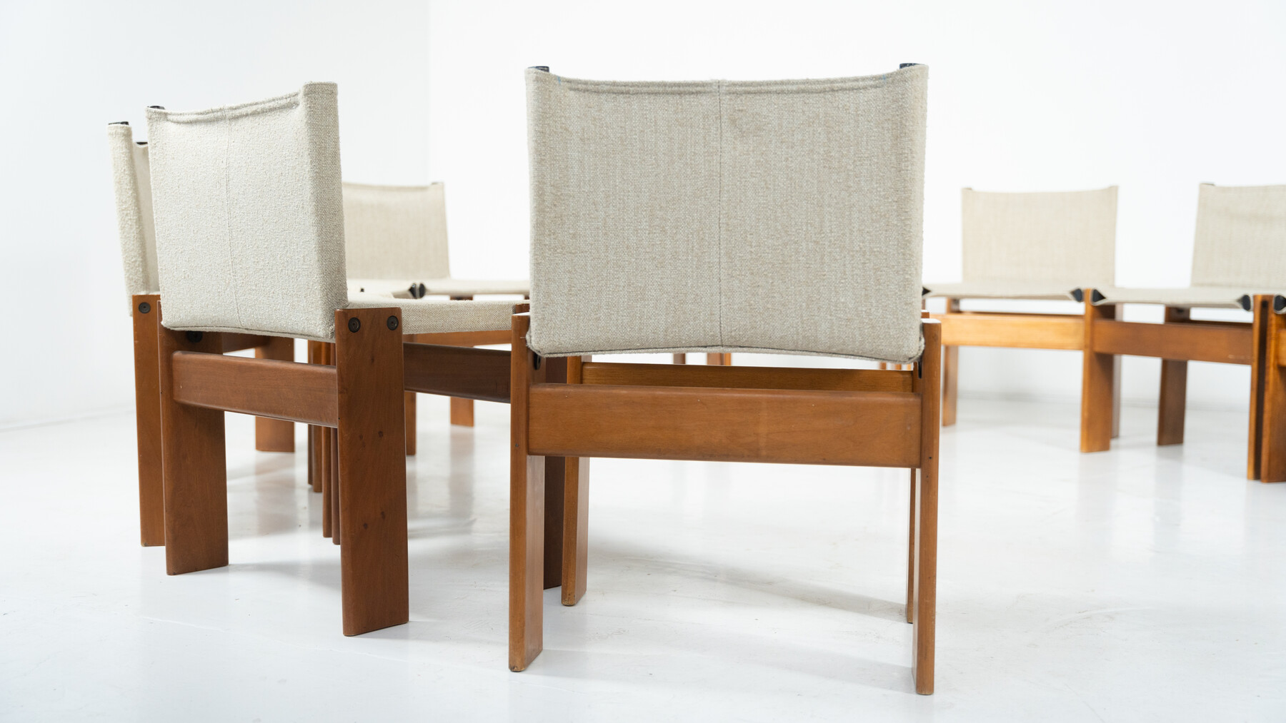 Set of 12 Monk Dining Chairs by Afra & Tobia Scarpa for Molteni, 1970s - New Canvas
