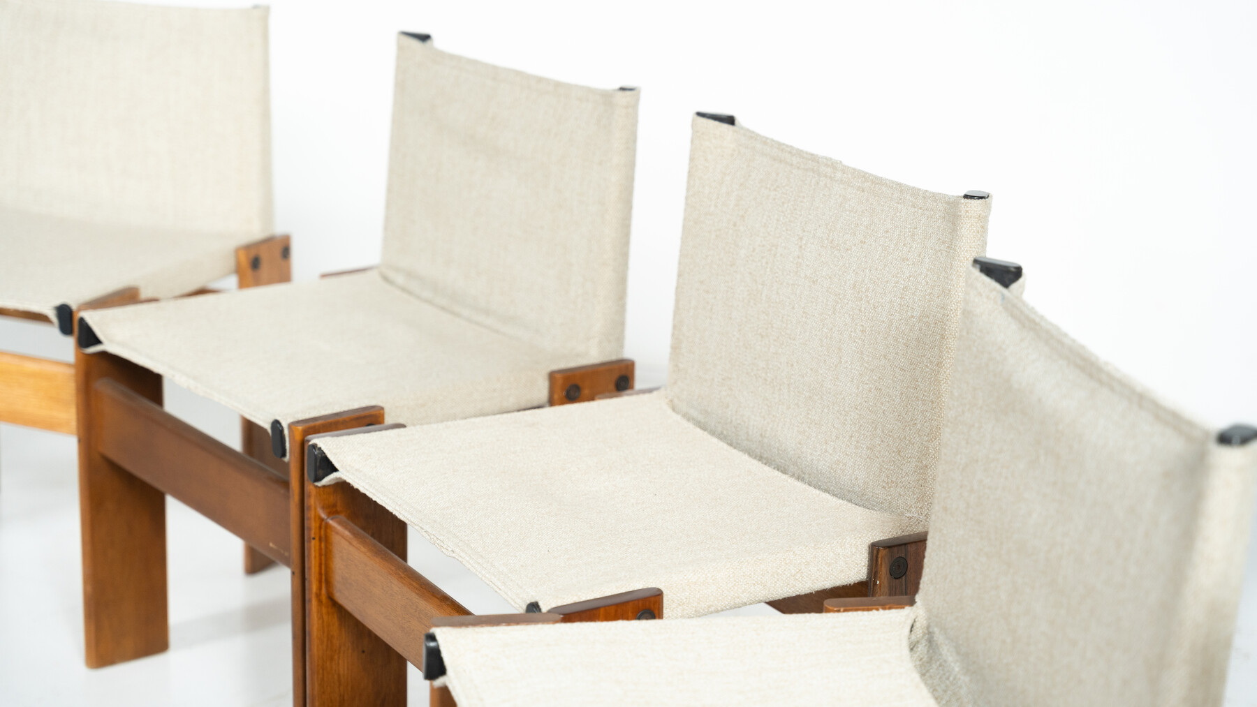 Set of 12 Monk Dining Chairs by Afra & Tobia Scarpa for Molteni, 1970s - New Canvas