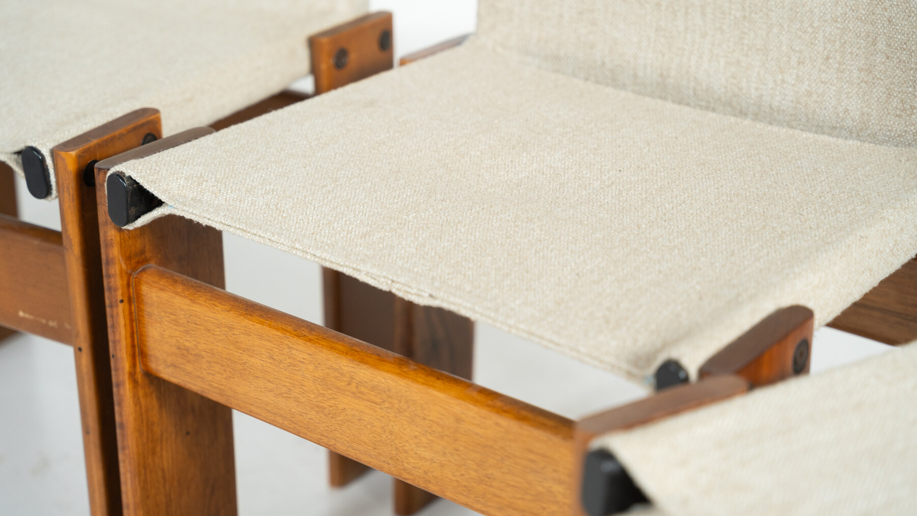 Set of 12 Monk Dining Chairs by Afra & Tobia Scarpa for Molteni, 1970s - New Canvas