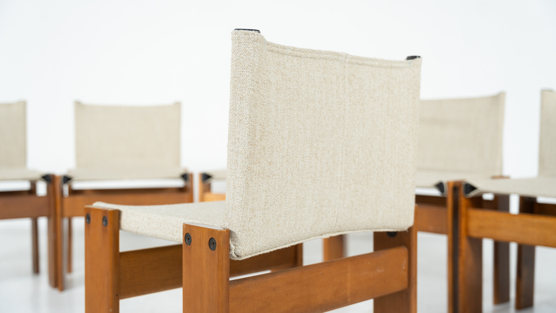 Set of 12 Monk Dining Chairs by Afra & Tobia Scarpa for Molteni, 1970s - New Canvas