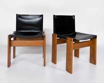 Set of 2 Black Leather Chairs Model 