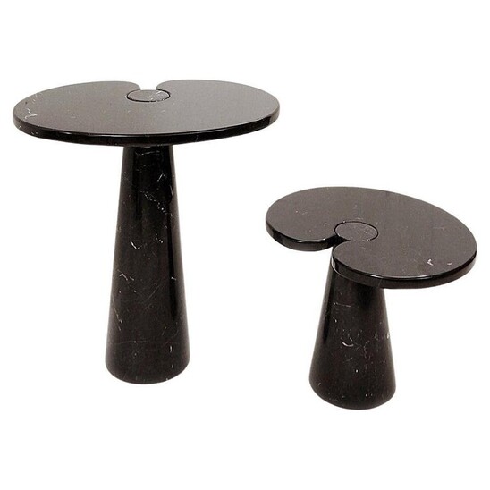 Set of 2 Black Marble Console Tables model ''Eros'' by Angelo Mangiarotti for Skipper - Italy 1970s