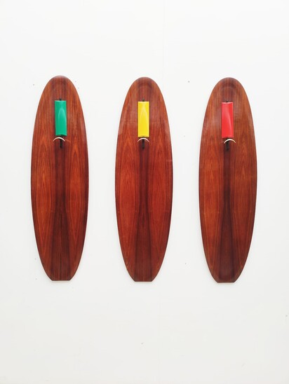 Set of 3 mid-century wooden coat hanger - Italy 1960s