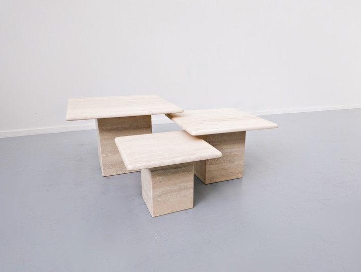 Set of 3 Travertine Coffee Tables, 1970s