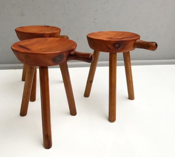 Set Of 3 Wood Stools