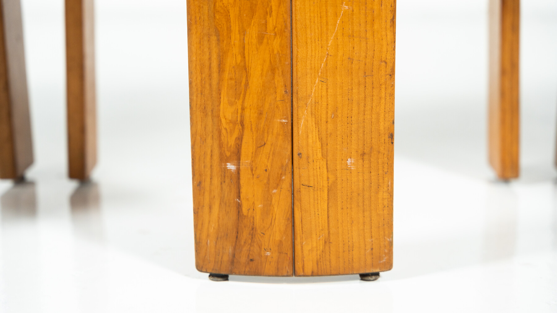 Set of 4 Armchairs, Wood and Fabric, Italy, 1970s