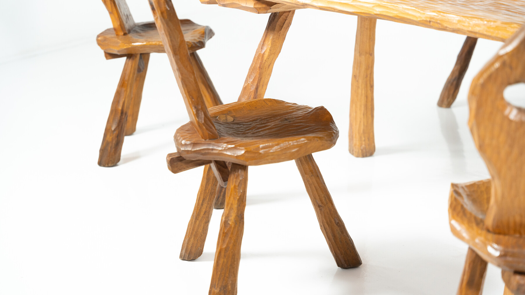 Set of 4 Brutalist Chairs, Italy, 1970s