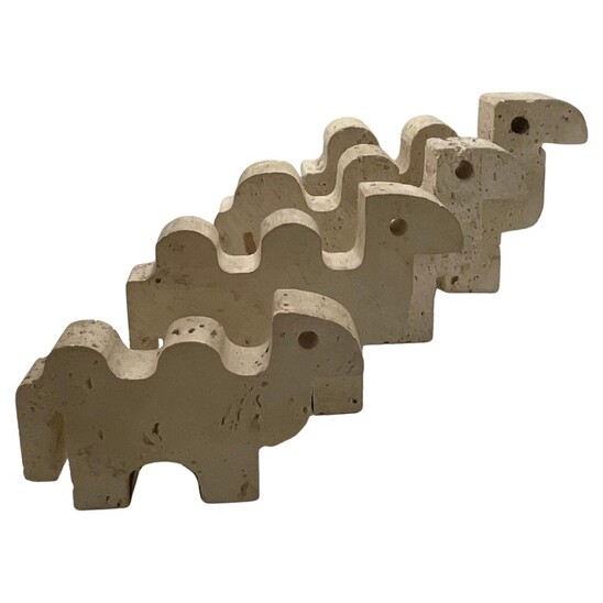 Set of 4 Camel Sculptures by Fratelli Mannelli, Travertine, Italy, 1970