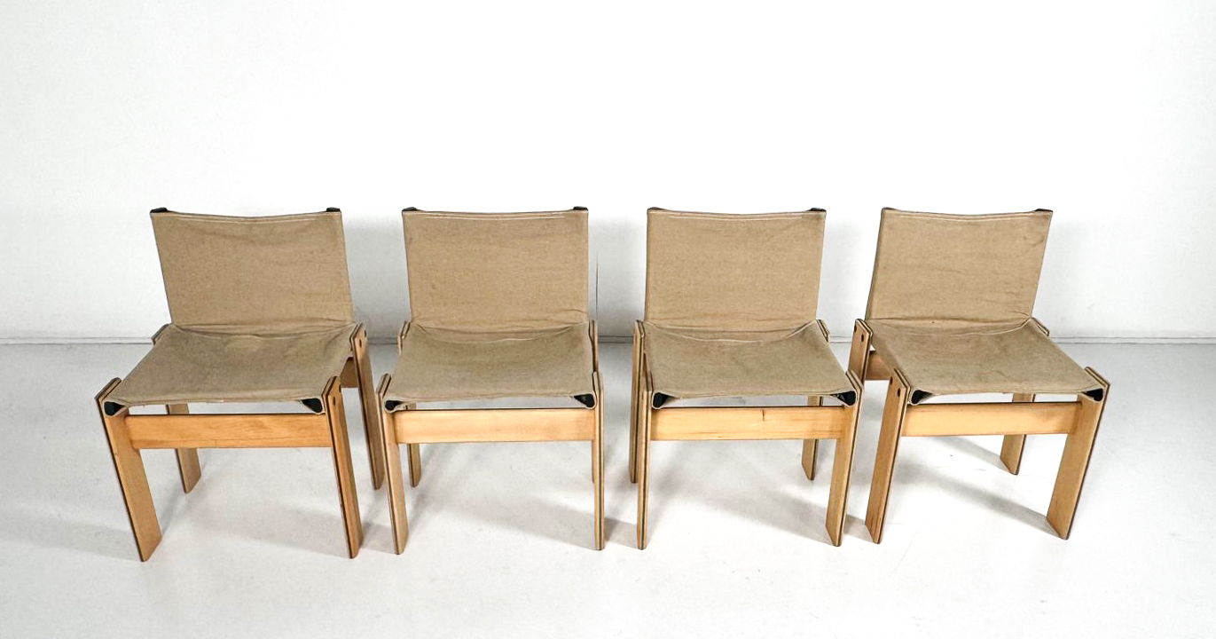 Set of 4 Monk Dining Chairs by Afra & Tobia Scarpa for Molteni, 1970s