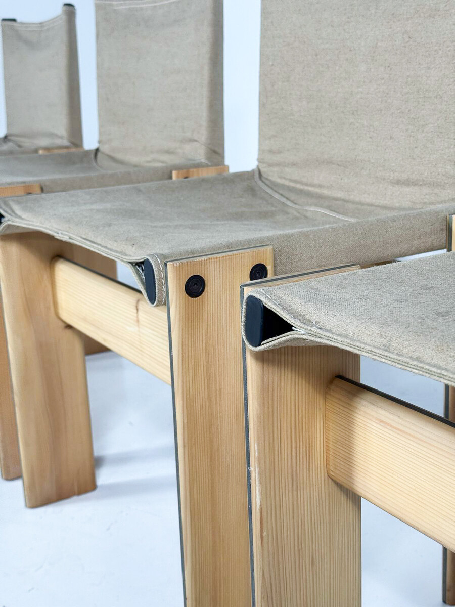 Set of 4 Monk Dining Chairs by Afra & Tobia Scarpa for Molteni, 1970s