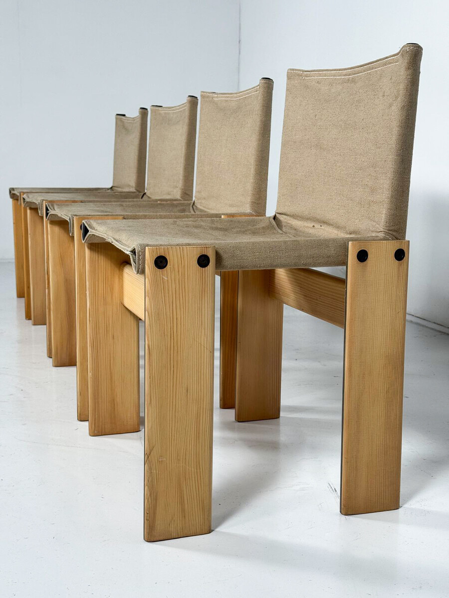Set of 4 Monk Dining Chairs by Afra & Tobia Scarpa for Molteni, 1970s