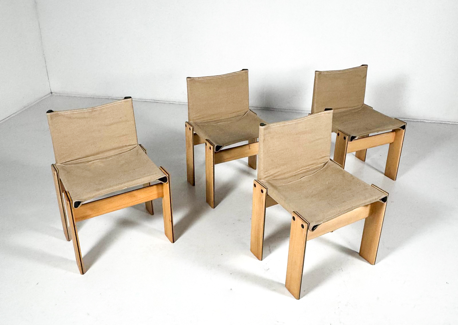 Set of 4 Monk Dining Chairs by Afra & Tobia Scarpa for Molteni, 1970s
