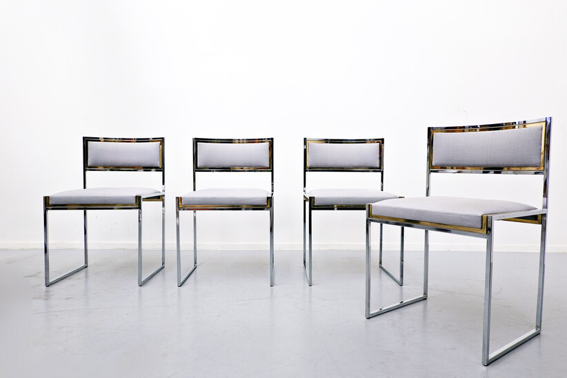 Set of 4 Willy Rizzo Chairs, 1970s