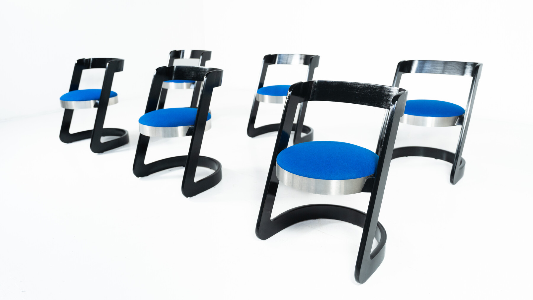 Set of 6 Chairs by Willy Rizzo for Mario Sabot, Italy, 1970s - New Upholstery