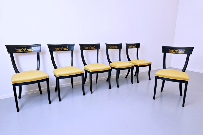 Set of 6 Chairs, Empire style, Belgium 