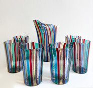 Set of 6 Glasses and Pitcher by Gio Ponti for Venini, Italy, 1959