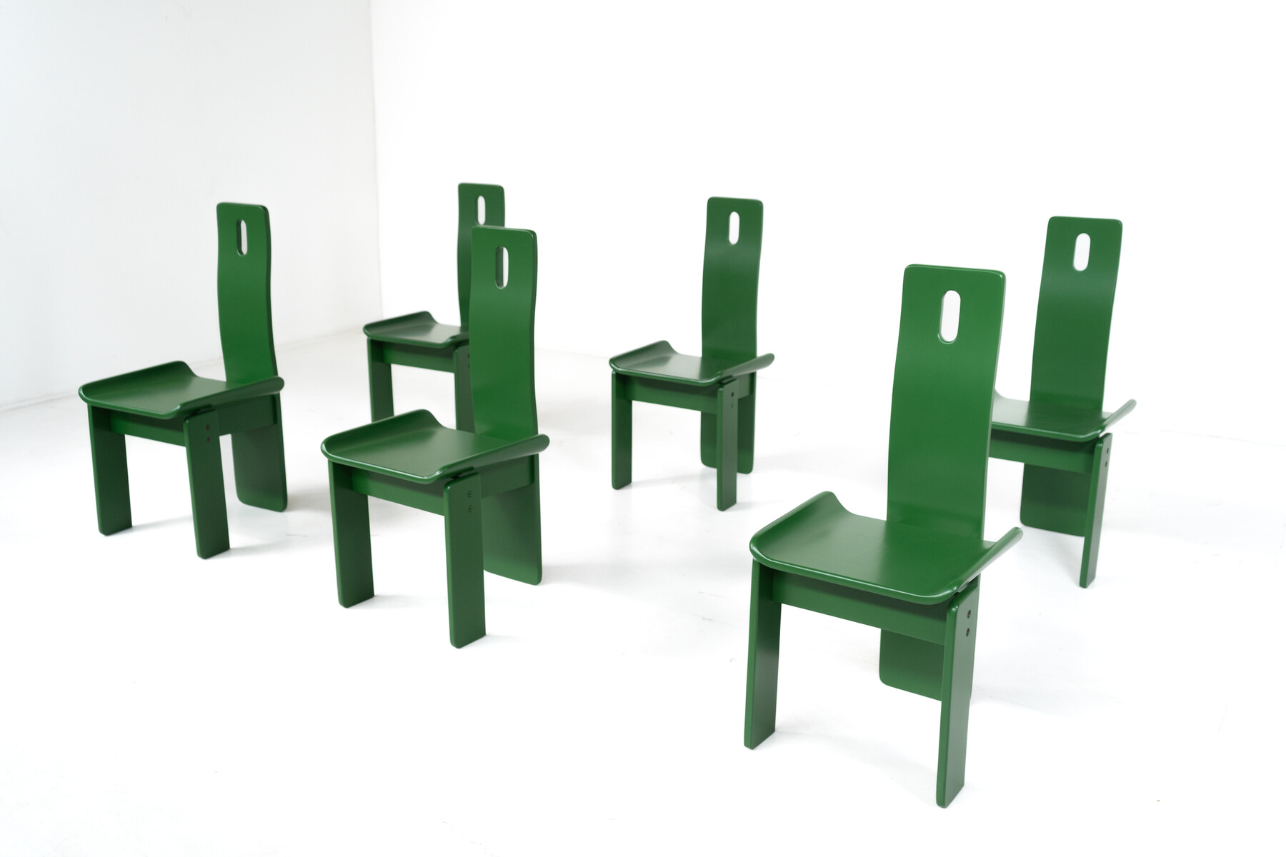 Set of 6 Green Diago Chairs by Edoardo Landi for Nikol, 1970s